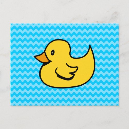 Yellow Duck on Aqua Waves Postcard