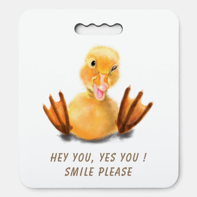 Yellow Duck Playful Seat Cushion Smile Cartoon (Front Vertical)