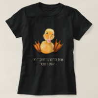 Yellow Duck Playful Wink Funny Text T-Shirt