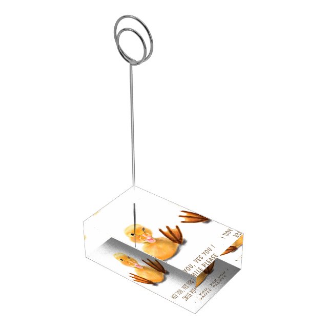 Yellow Duck Playful Wink Smile Place Card Holder (Corner)