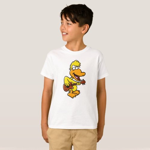 Yellow duck playing guitar  choose back color T_Shirt