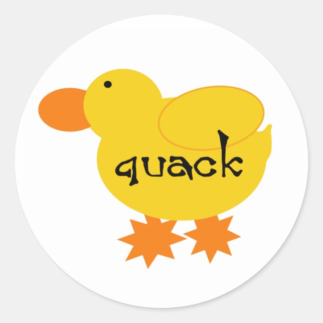 Yellow Duck Quack Classic Round Sticker (Front)