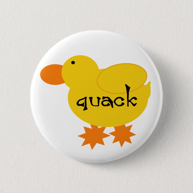 Yellow Duck Quack Pinback Button (Front)