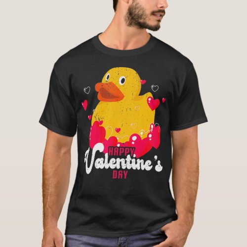 Yellow duck Rubber duck heart bubble Valentines da T_Shirt