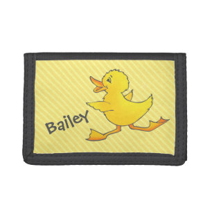 Yellow duck running add your name purse tri-fold wallet