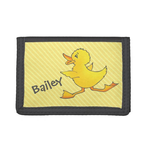 Yellow duck running add your name purse tri_fold wallet