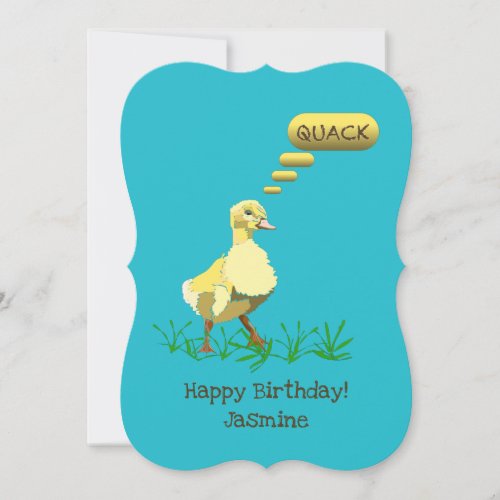 Yellow Duck Saying Quack Happy Birthday Card