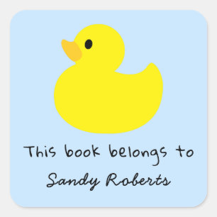 Yellow duck - this book belongs to square sticker