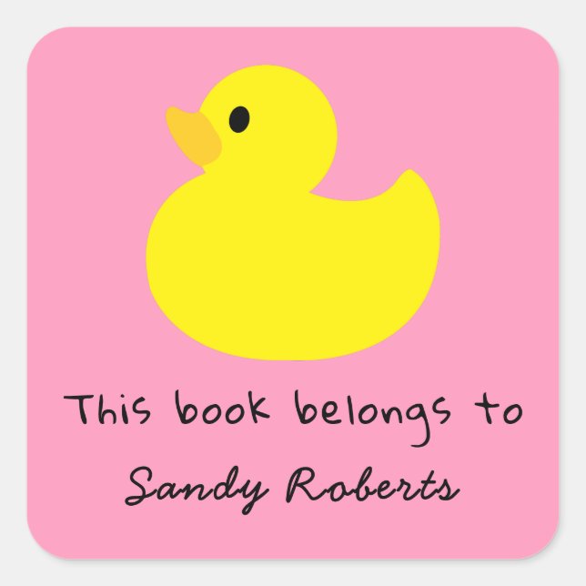 Yellow duck - this book belongs to square sticker (Front)