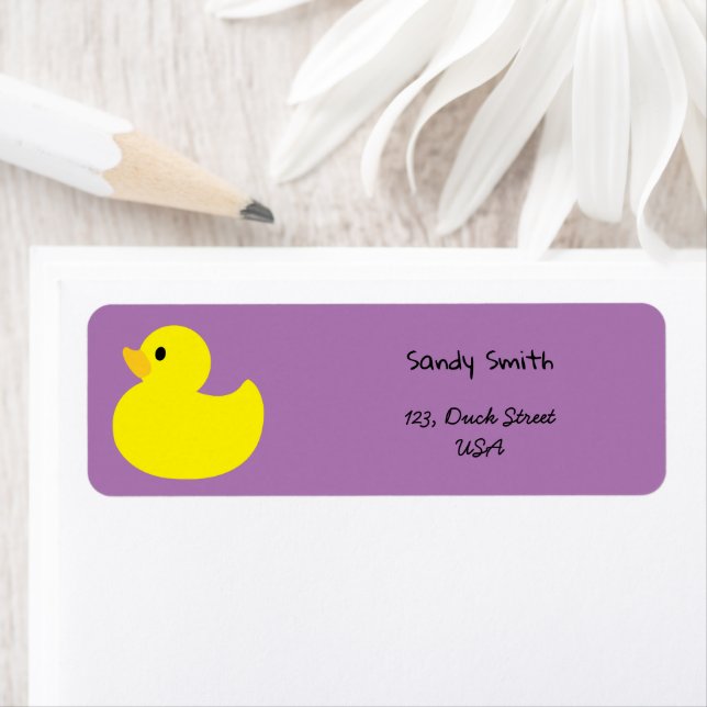 Yellow Duck, violet Color Label (Insitu)