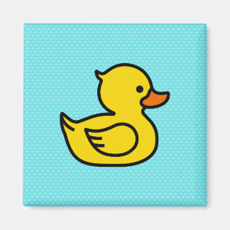 Yellow Duck with Blue Background Square Magnet
