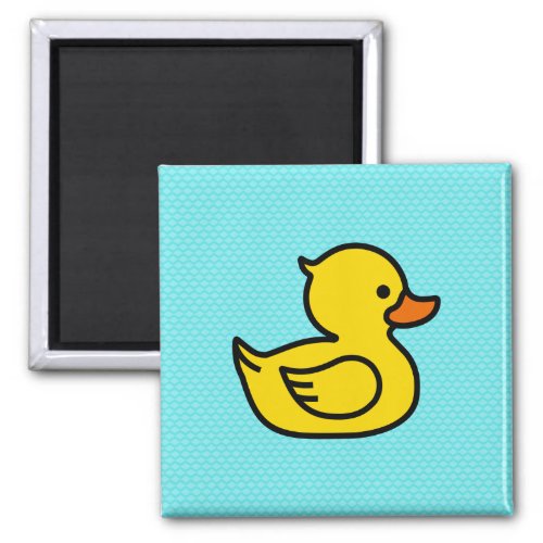 Yellow Duck with Blue Background Square Magnet
