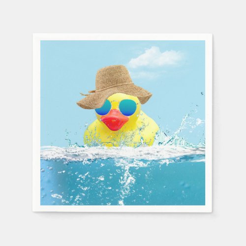 Yellow Duck with Sunglasses In Water Napkins