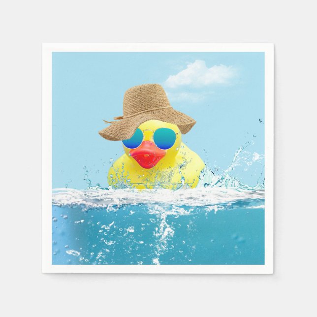 Yellow Duck with Sunglasses In Water Napkins (Front)