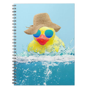 Yellow Duck with Sunglasses In Water Notebook