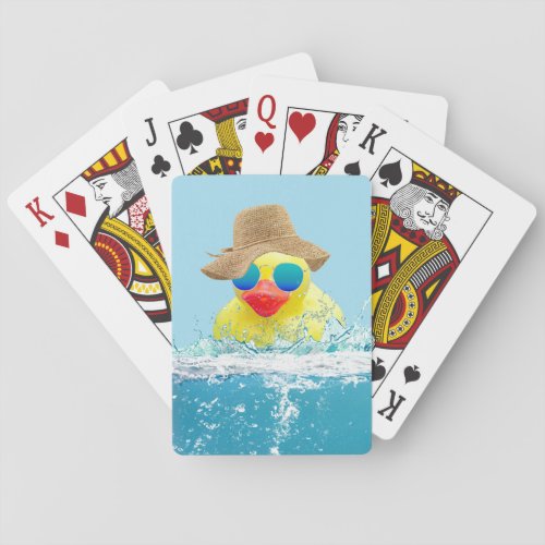 Yellow Duck with Sunglasses In Water Playing Cards