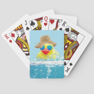 Yellow Duck with Sunglasses In Water Poker Cards