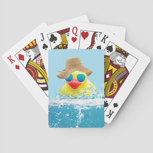 Yellow Duck with Sunglasses In Water Poker Cards (Back)