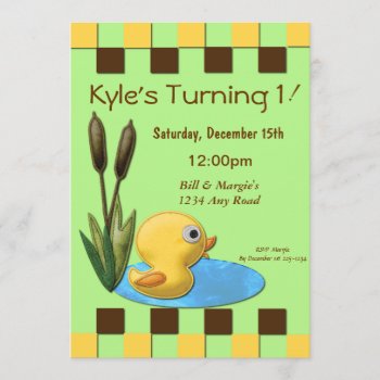 Yellow Duckie 1st Birthday Invitation by Iggys_World at Zazzle