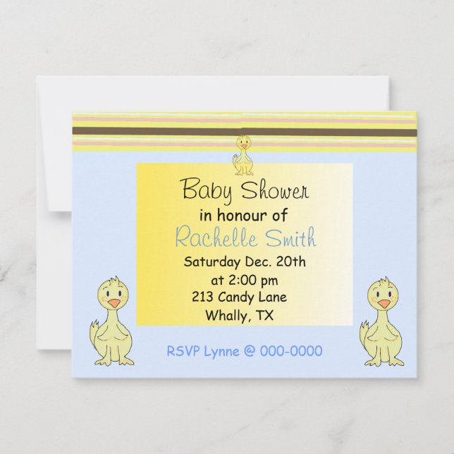 Yellow Duckie Baby Shower Invitation (Front)