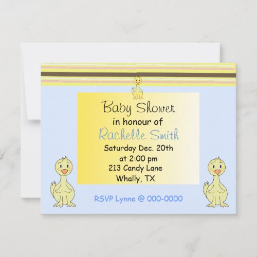 Yellow Duckie Baby Shower Invitation