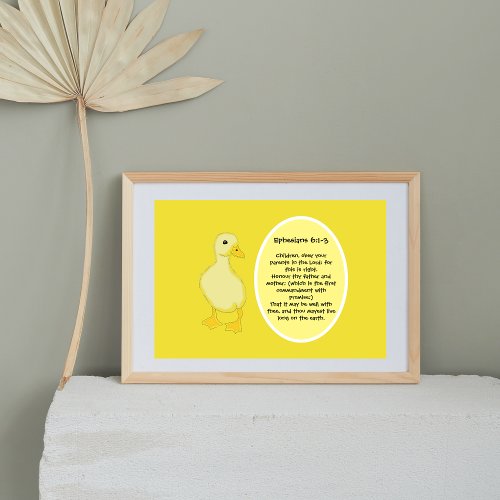 Yellow Duckie Bible Verse Babys Room Poster
