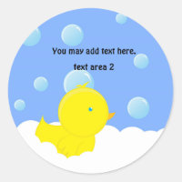 Yellow Duckie in Bubble Bath Baby Shower Sticker