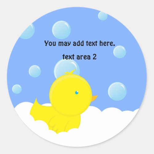 Yellow Duckie in Bubble Bath Baby Shower Sticker