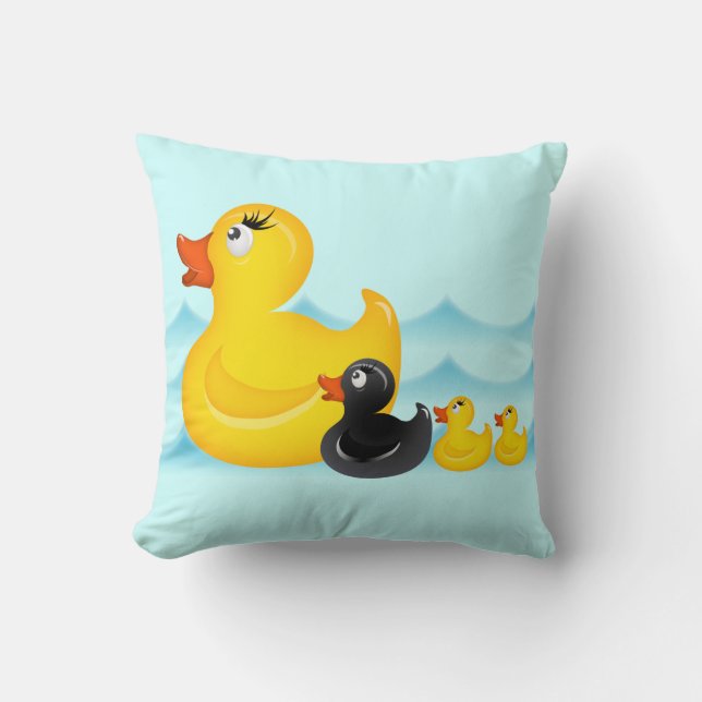 Yellow Duckies American MoJo Pill Throw Pillow (Front)