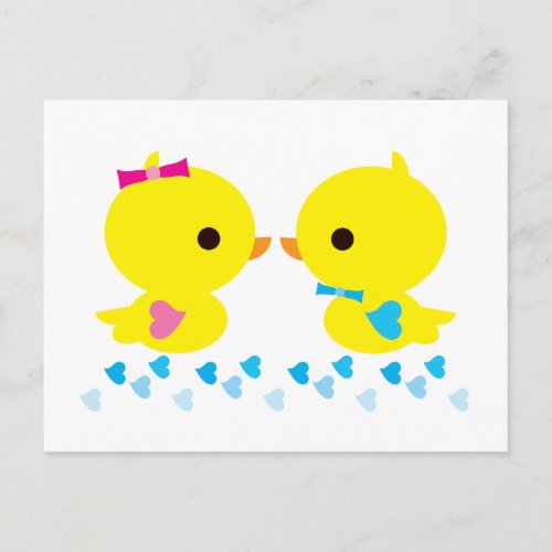 Yellow Duckies Kawaii Cartoon Invitation Postcard