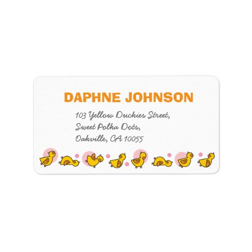 Yellow Duckies Pink Dots Girl Baby Shower Address Label