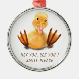Yellow Duckling Christmas Ornament - Smile