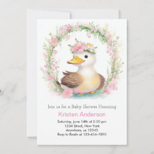 Yellow Duckling Dreams Girl Baby Shower Invitation