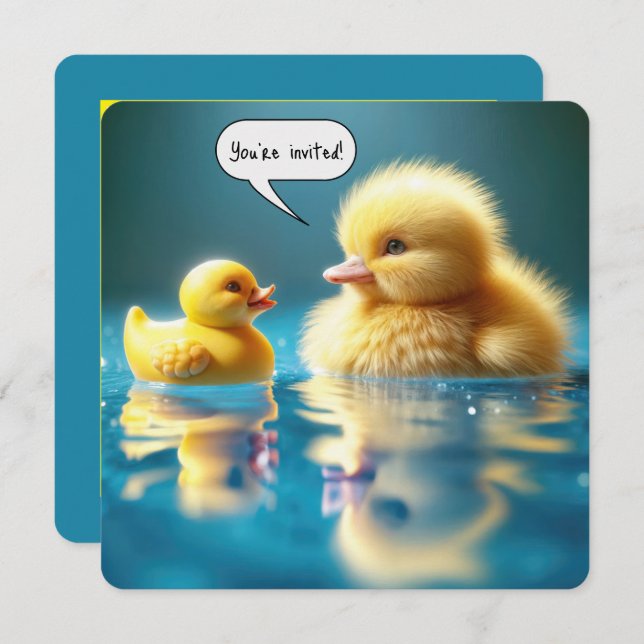 Yellow Duckling Humor For Birthday Party Invitation (Front/Back)