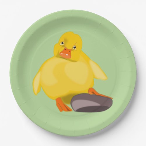 Yellow Duckling Paper Plates _ Your Color _ Text