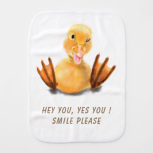 Yellow Duckling Playful Burp Cloth Smile Cartoon