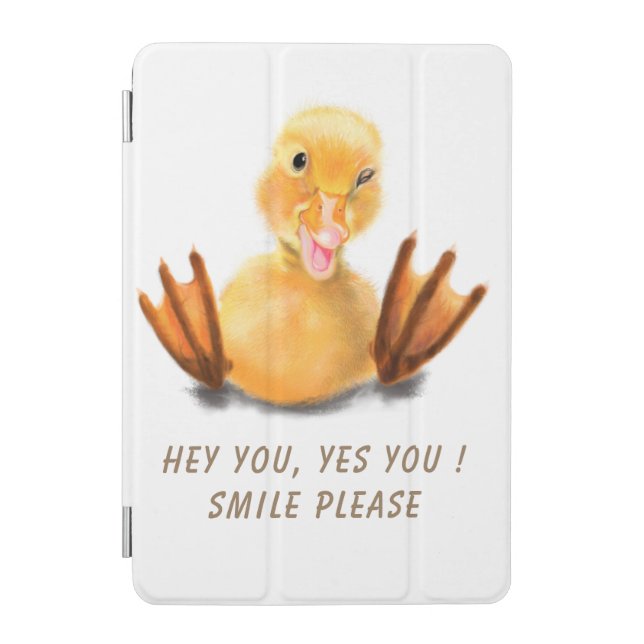 Yellow Duckling Playful iPad Cover Smile Cartoon (Front)