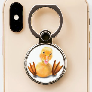 Yellow Duckling Playful Phone Ring Stand Smile