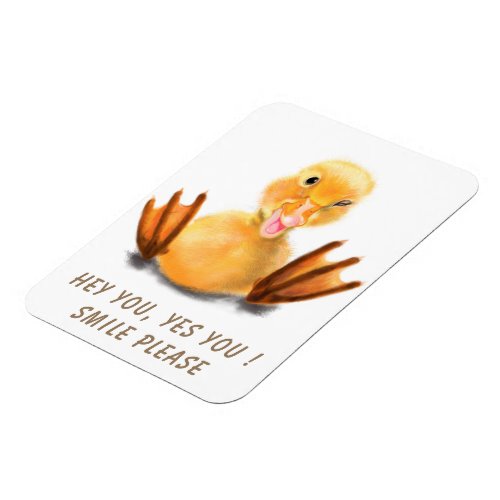 Yellow Duckling Playful Wink Magnet Smile Cartoon