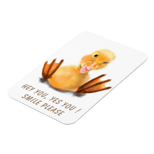 Yellow Duckling Playful Wink Magnet Smile Cartoon (Left Side)
