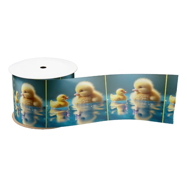 Yellow Duckling With a Toy Rubber Duck Satin Ribbon (Spool)