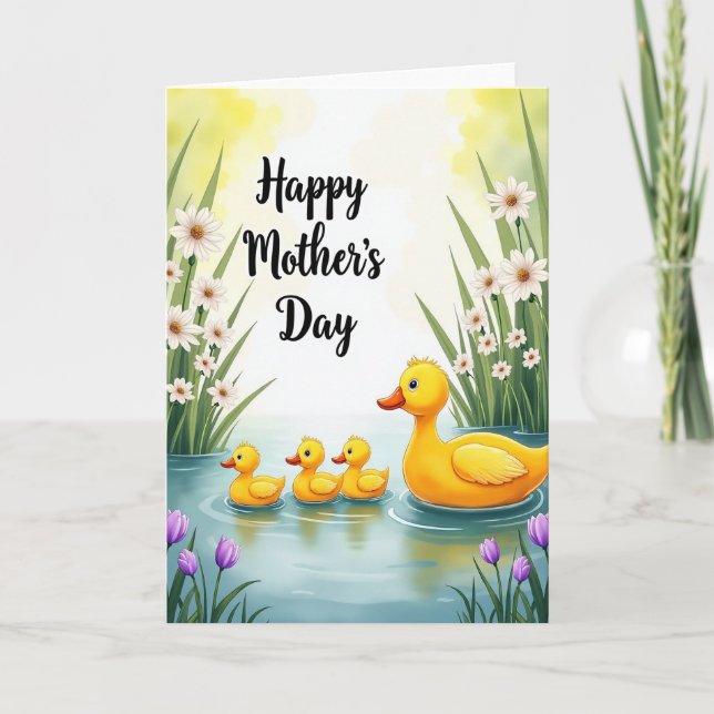 Yellow Ducklings Mothers Day Card (Front)