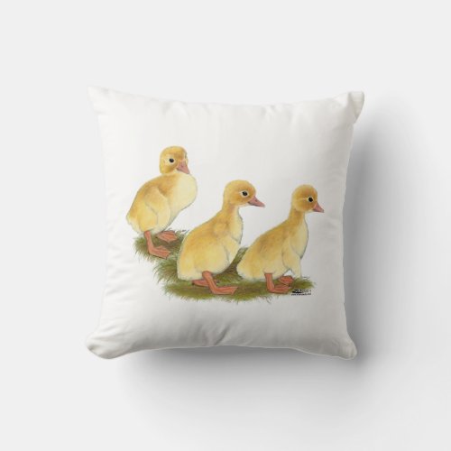 Yellow Ducklings Throw Pillow