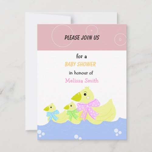 Yellow Ducks Baby Shower Invitation