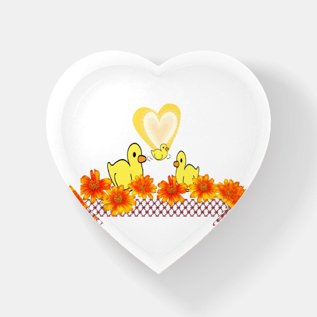 Yellow Ducks Floral School Office Paperweight (Front)