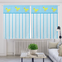 Yellow Ducks Light Blue White Vertical Stripes