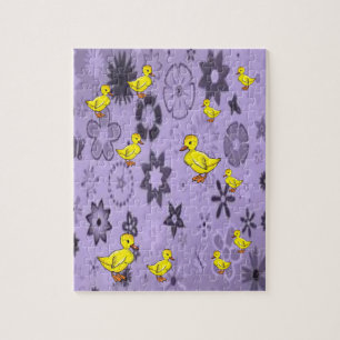yellow ducks purple pattern jigsaw puzzle everyone
