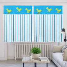 Yellow Ducks Sky Blue White Vertical Stripes