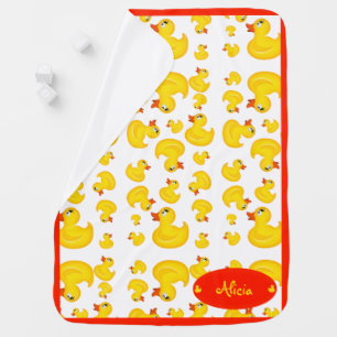 Yellow Ducky Add Name Baby Blanket
