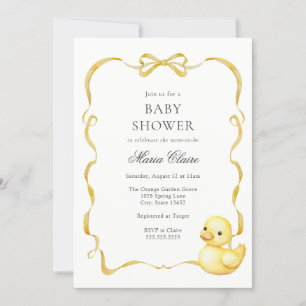 Yellow Ducky and Ribbons Baby Shower Invitation